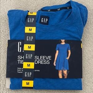 GAP Blue Short Sleeve Tiered Dress
